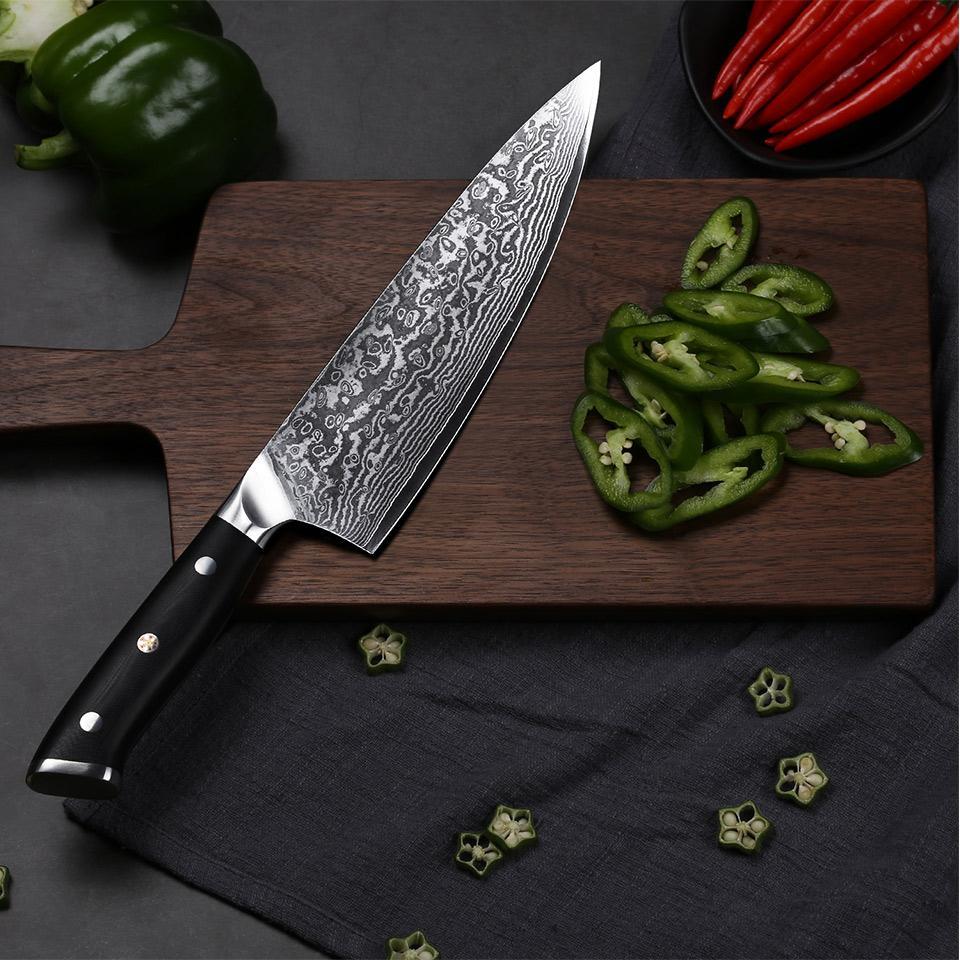 Professioneel 8" handgemaakt Damascus-koksmes