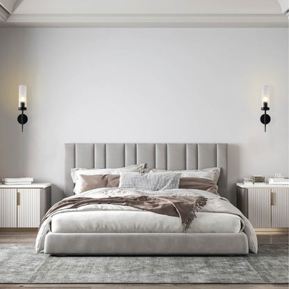 Wandlamp Geribbeld Glas Vintage Art Deco E27 Goud Chroom Nikkel Zwart Dimbaar Cilinder