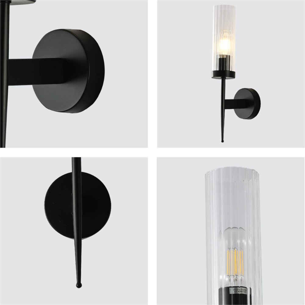 Wandlamp Geribbeld Glas Vintage Art Deco E27 Goud Chroom Nikkel Zwart Dimbaar Cilinder