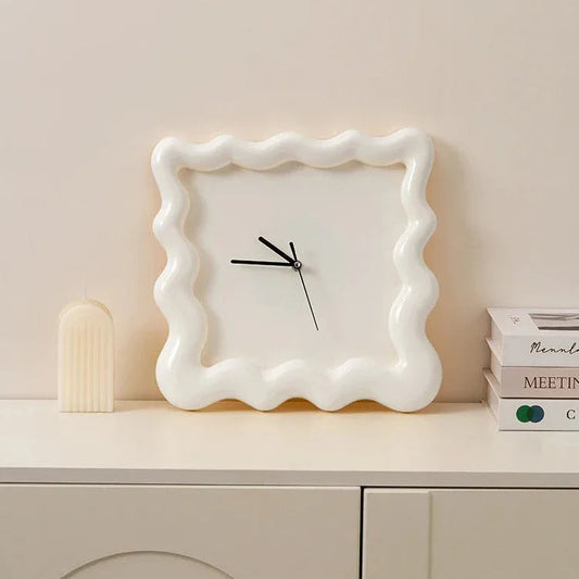 Wandklok Wit Golvend Frame 30cm Minimalistisch ABS Woonkamer Slaapkamer Modern