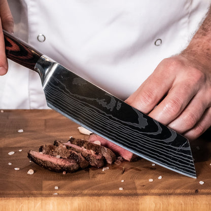 Hoogwaardige Damascus-messen met print - 9-delige messenset