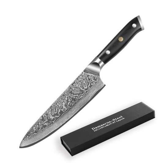 Professioneel 8" handgemaakt Damascus-koksmes